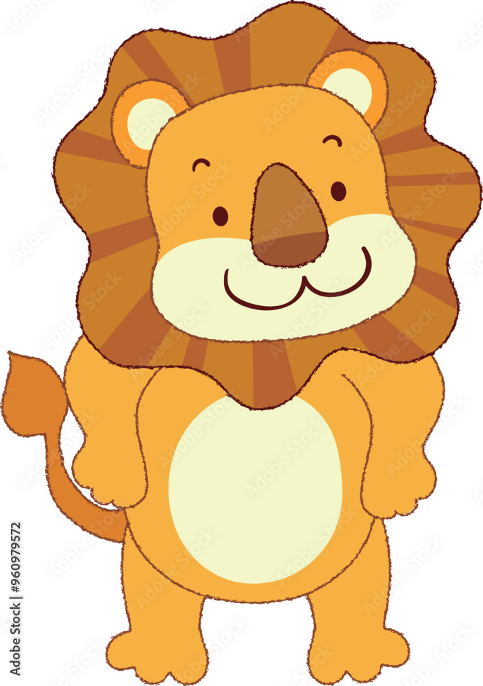 Standing Cartoon Cute Lion Yellow Vector Illustration Standing Cartoon Cute Lion Yellow Vector Illustration