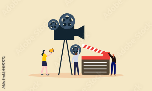 Movie making process concept vector