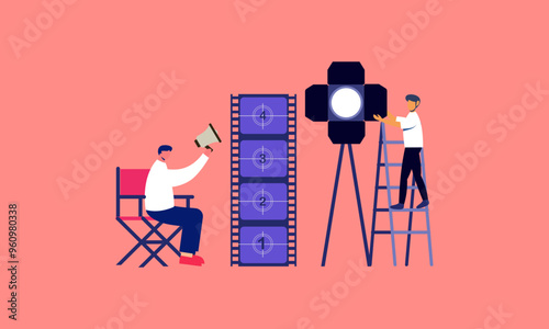 Movie making process concept vector