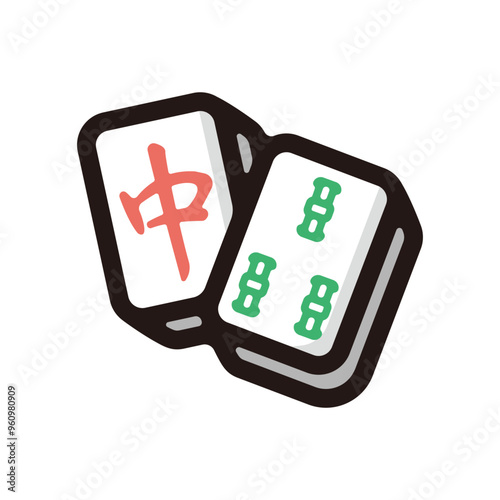 Mahjong outline icon for graphic design, apps and websites