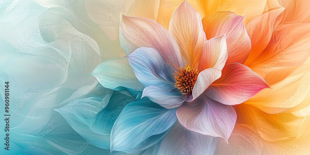 Abstract of colorful flowers with a gradient background, generative AI Abstract of colorful flowers with a gradient background, generative AI