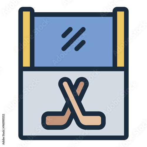 Penalty box icon used in hockey games to represent a player's time out for penalties.