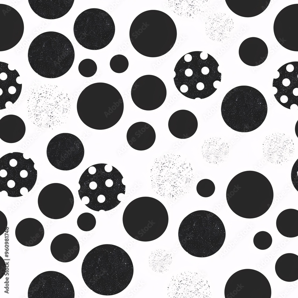 Black and White Polka Dot Seamless Pattern:  A minimalist, modern design with black polka dots on a white background.  This seamless pattern features a subtle textured effect for added depth