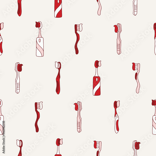 Collection of Toothbrush Vector Seamless Pattern illustration for Print, Wallpaper, Decoration.