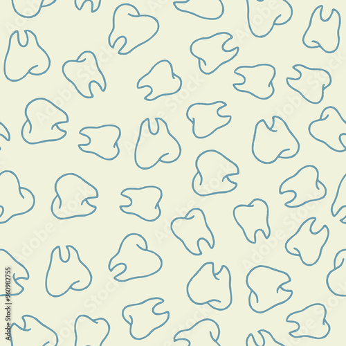 Outline Tooth Vector Seamless Pattern illustration for Print, Wallpaper, Decoration.