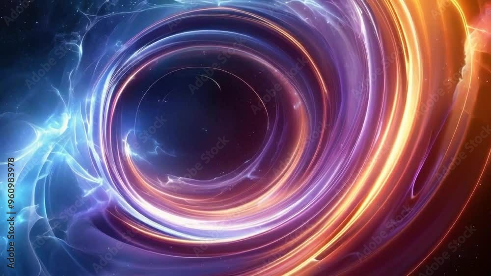 Abstract swirling light with bright orange, purple, and blue glow. Abstract swirling light with bright orange, purple, and blue glow.