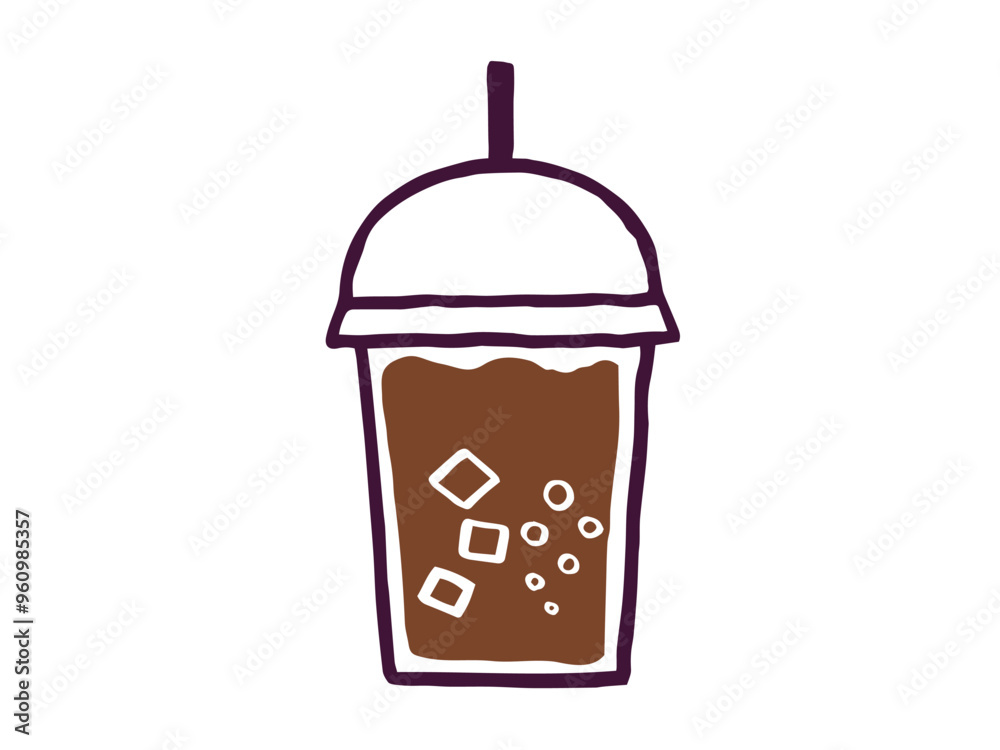 かわいいドリンクのコーラジュース／手書きイラスト素材
