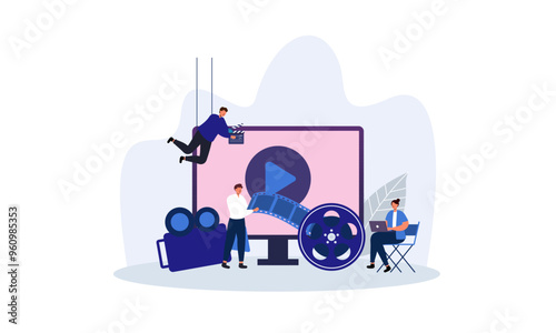 Movie making process concept vector