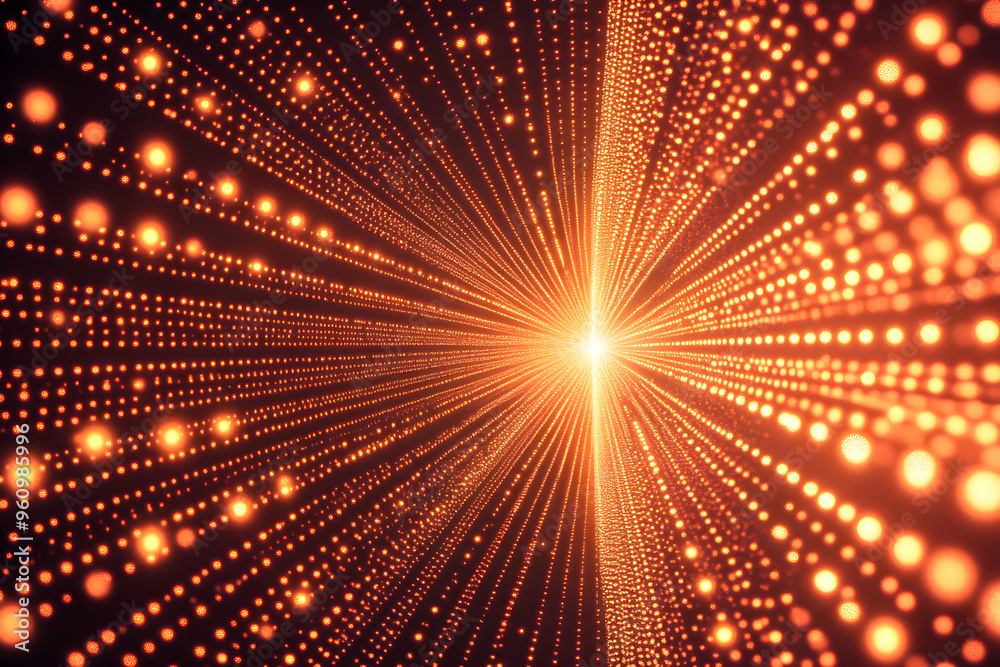 Fototapeta premium Abstract Golden Lights Background Technology Digital Futuristic Network Connection