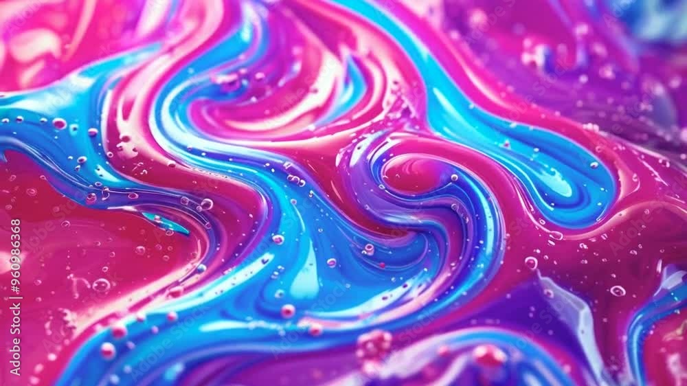 Abstract swirls of pink, blue, and purple liquid with air bubbles. Abstract swirls of pink, blue, and purple liquid with air bubbles.