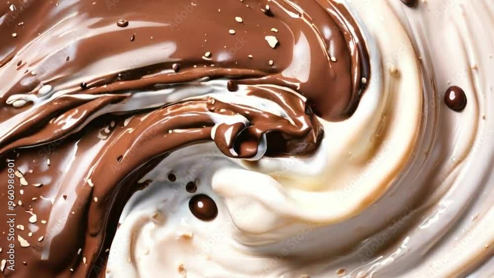 Swirling mix of milk and dark chocolate with chocolate chips. Swirling mix of milk and dark chocolate with chocolate chips.