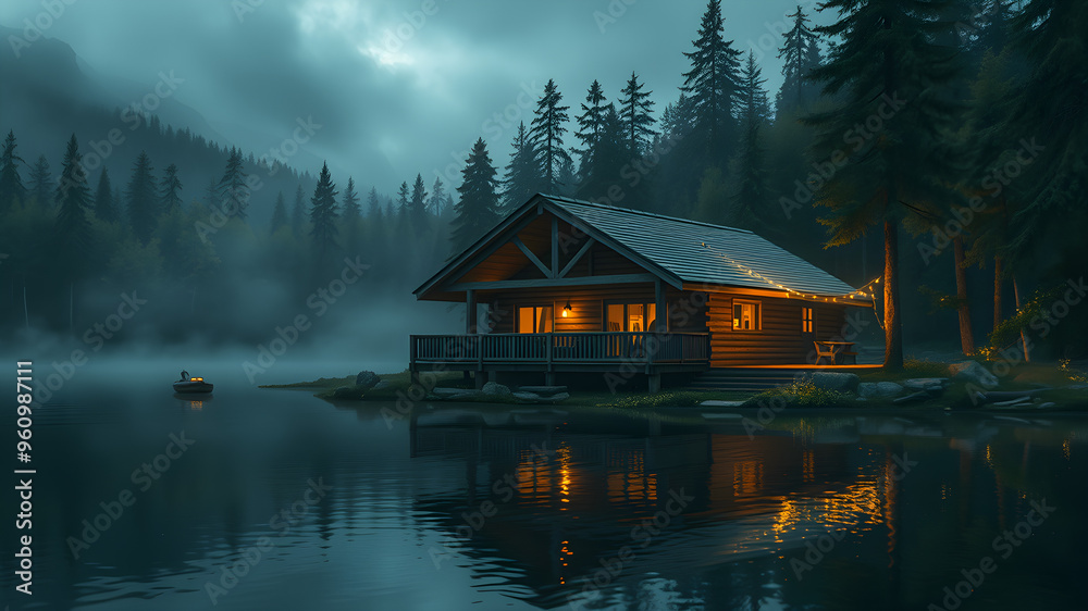 Fototapeta premium house on the lake