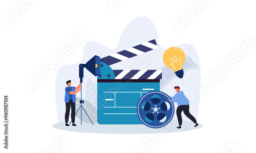 Movie making process concept vector