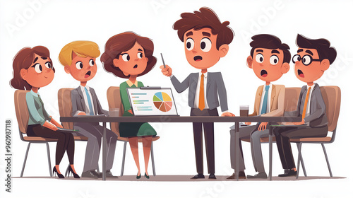 Cartoon business meeting wi...