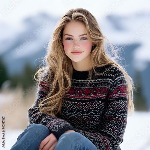 Icelandic Lopapeysa Pattern A traditional Icelandic sweater pattern featuring concentric designs around the yoke., photo