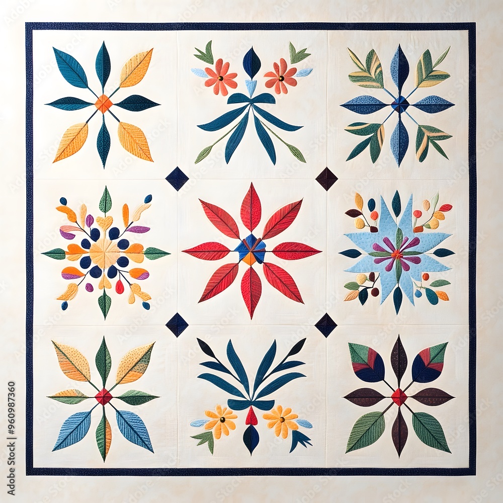 Egyptian Khayamiya Pattern A traditional applique pattern used in Egyptian tentmaking, featuring vibrant colors and geometric designs., Egyptian Khayamiya Pattern A traditional applique pattern used in Egyptian tentmaking, featuring vibrant colors and geometric designs.,
