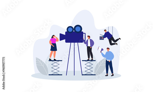 Movie making process concept vector