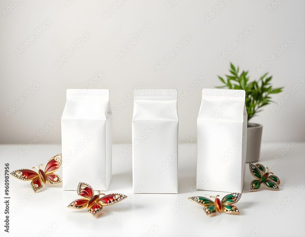 empty plain milk boxes lying on table. Pic for mockup empty plain milk boxes lying on table. Pic for mockup