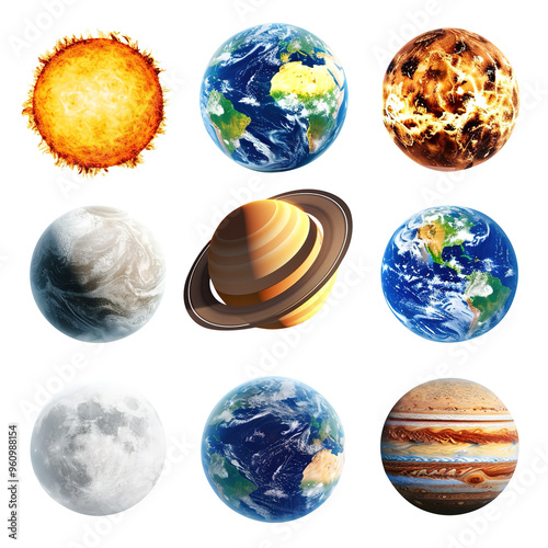 Wallpaper Mural set of planets on transparent background, clipping path, png,  Torontodigital.ca