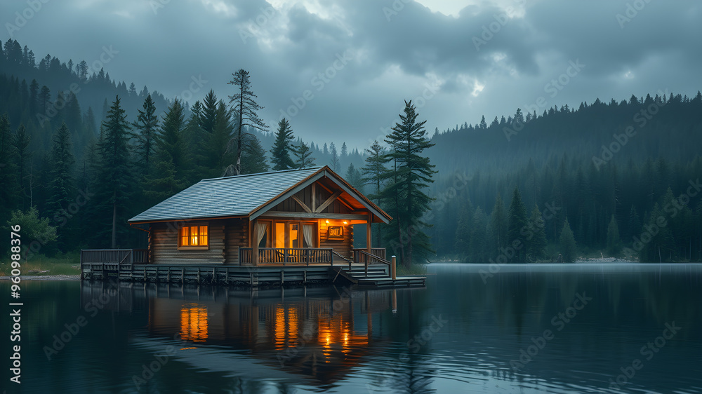 Fototapeta premium house on the lake