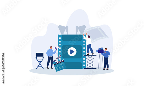 Movie making process concept vector