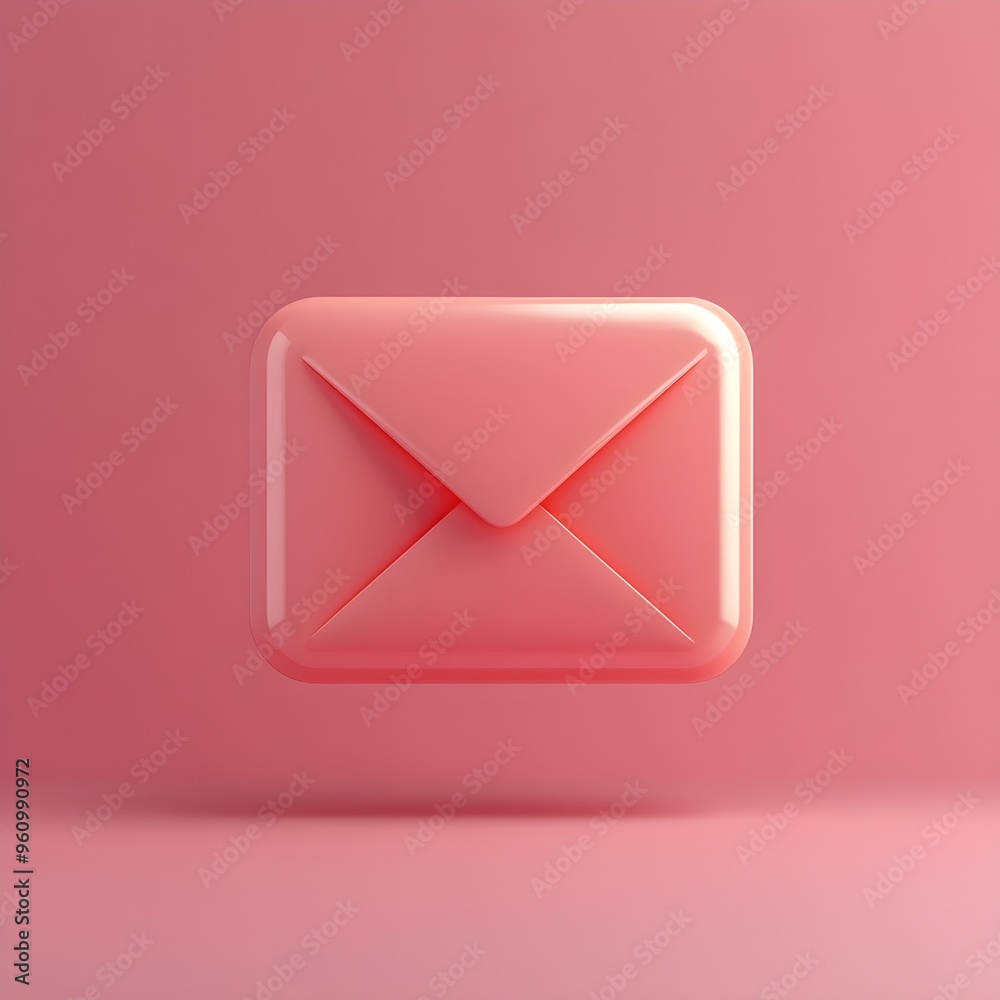 Pink Envelope Icon on Pastel Background Pink Envelope Icon on Pastel Background