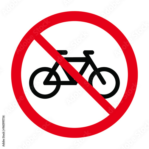 No bicycle allowed symbol vector ilustration on white background. Not allow bicycle sign. No Bicycles prohibited Traffic Sign The red circle prohibiting sing.