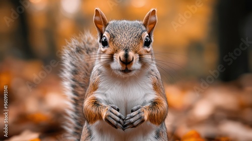 Curious Squirrel in Autumn Forest