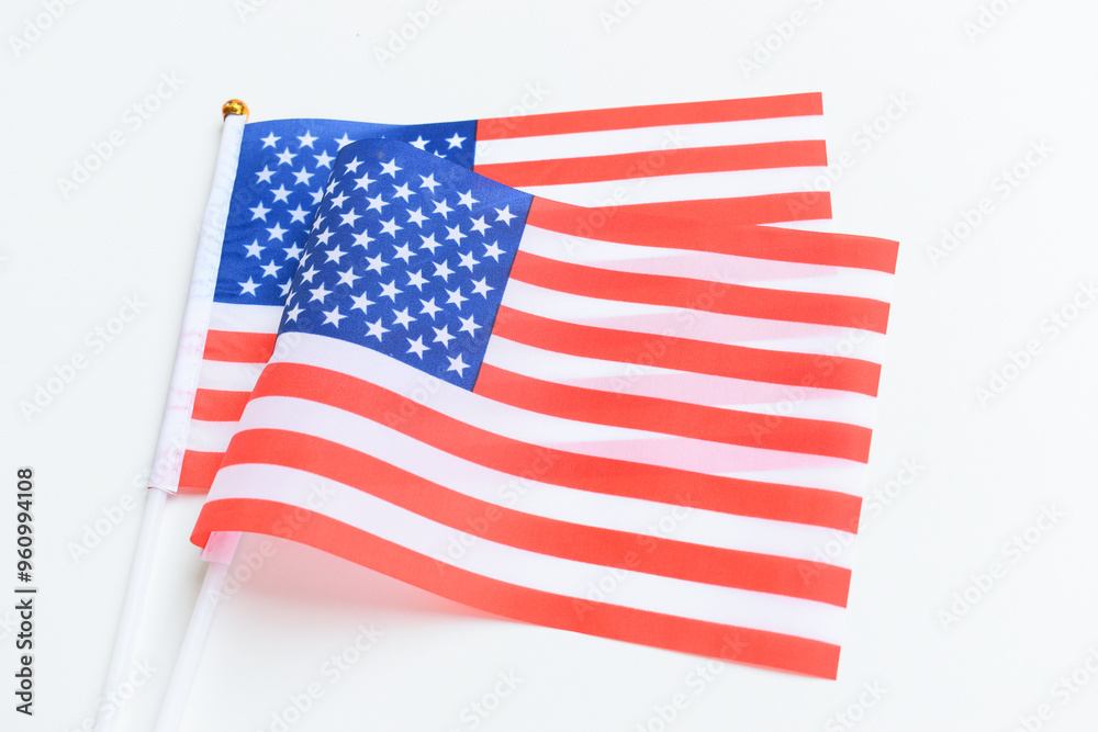 Fototapeta premium american wave flag texture isolated on white background, USA