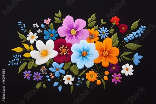 Matyo Embroidery Pattern A Hungarian folk art embroidery characterized by colorful floral motifs., photo