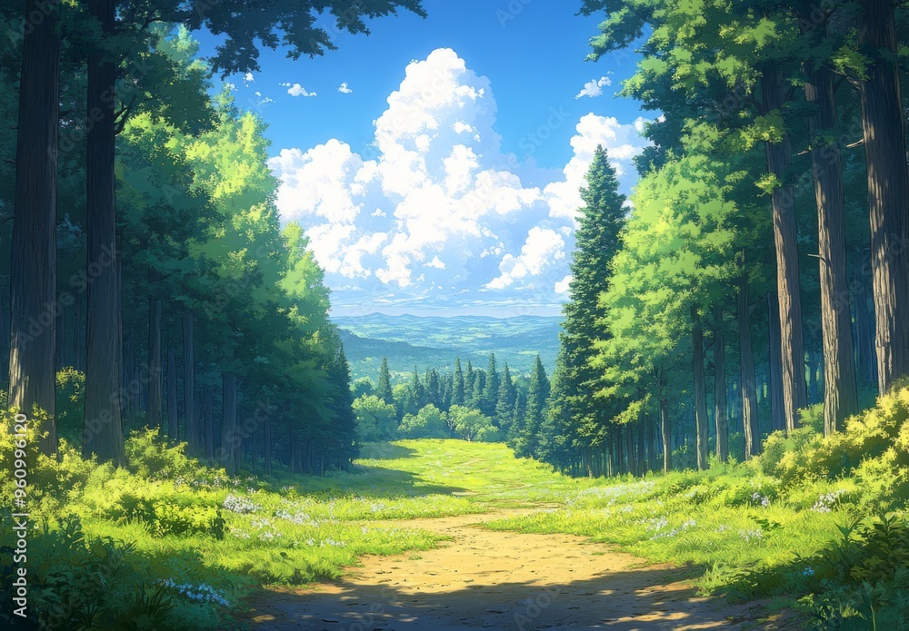 Fototapeta premium 鬱蒼とした森の背景