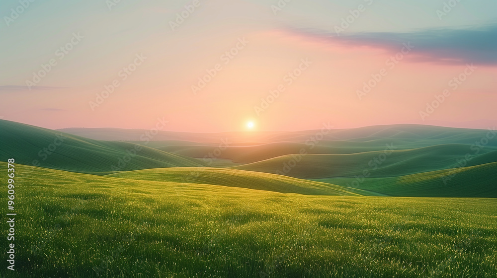 Simple background of sky and grassland at sunset Simple background of sky and grassland at sunset