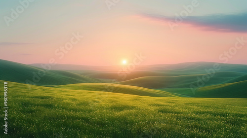 Simple background of sky and grassland at sunset