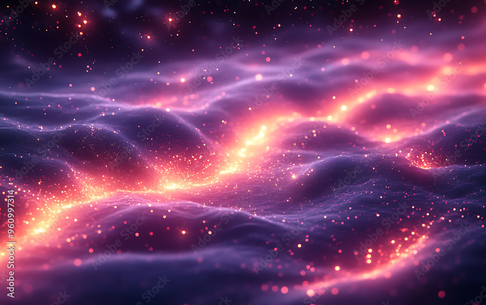 Fototapeta premium Glowing Purple Metaverse: Abstract World in 3D Rendering