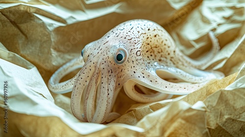 squid isolated on paper background