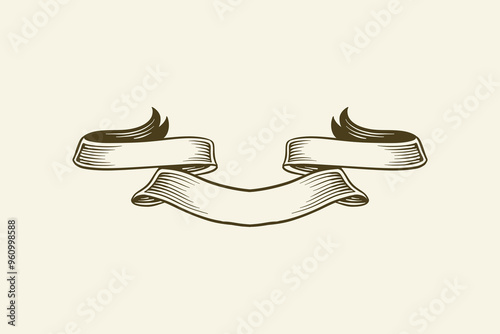 vintage style ribbon hand drawing
