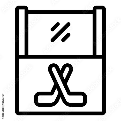 Penalty box icon used in hockey games to represent a player's time out for penalties.
