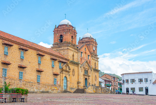 Historic Basilica of Mongui in Boyaca, Colombia under Blue Sky