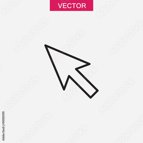 Computer mouse cursor icon, Arrow cursor vector illustration linear style on white background..eps