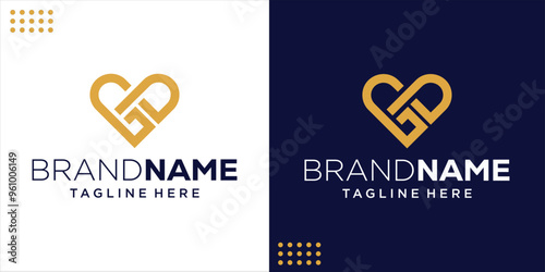 Creative GP Logo with Love Shape, Design Inspiration, Illustration, Vector