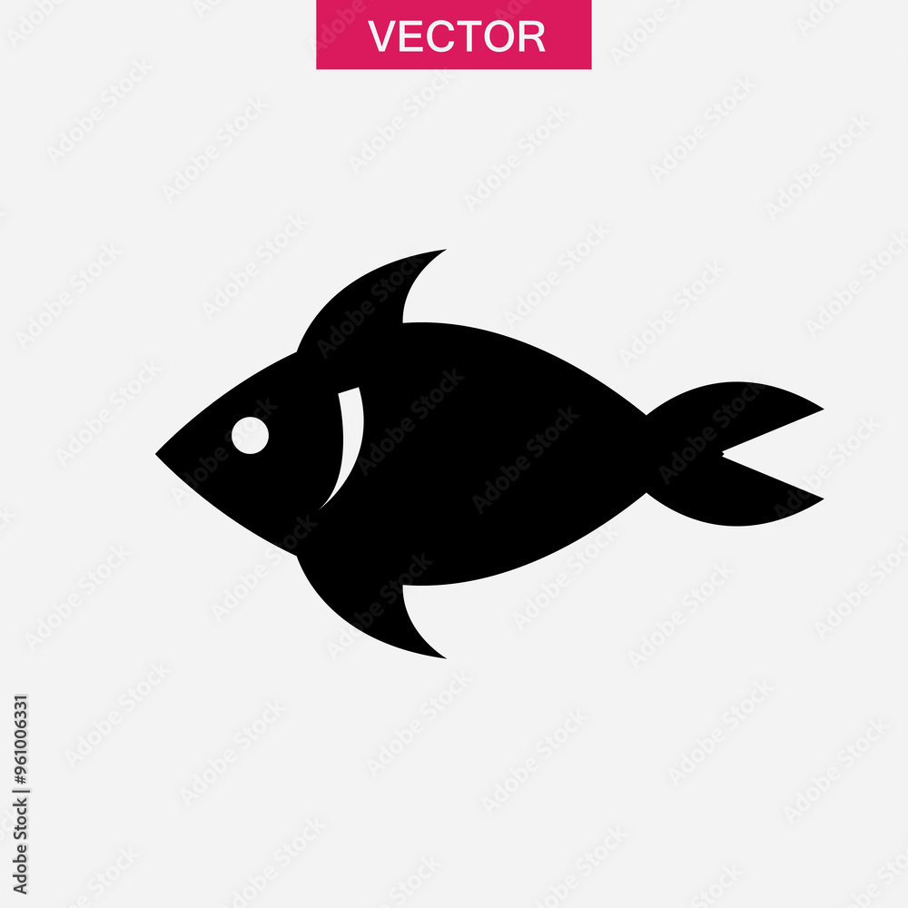 Obraz premium Fish icon vector, Seafood vector illustration on white background..eps