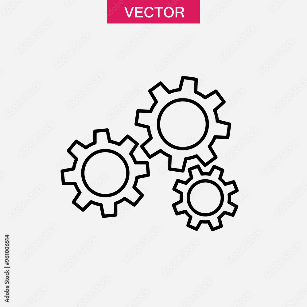 Gear vector icon, Gearwheel cogwheel trendy style linear illustration for web and app..eps