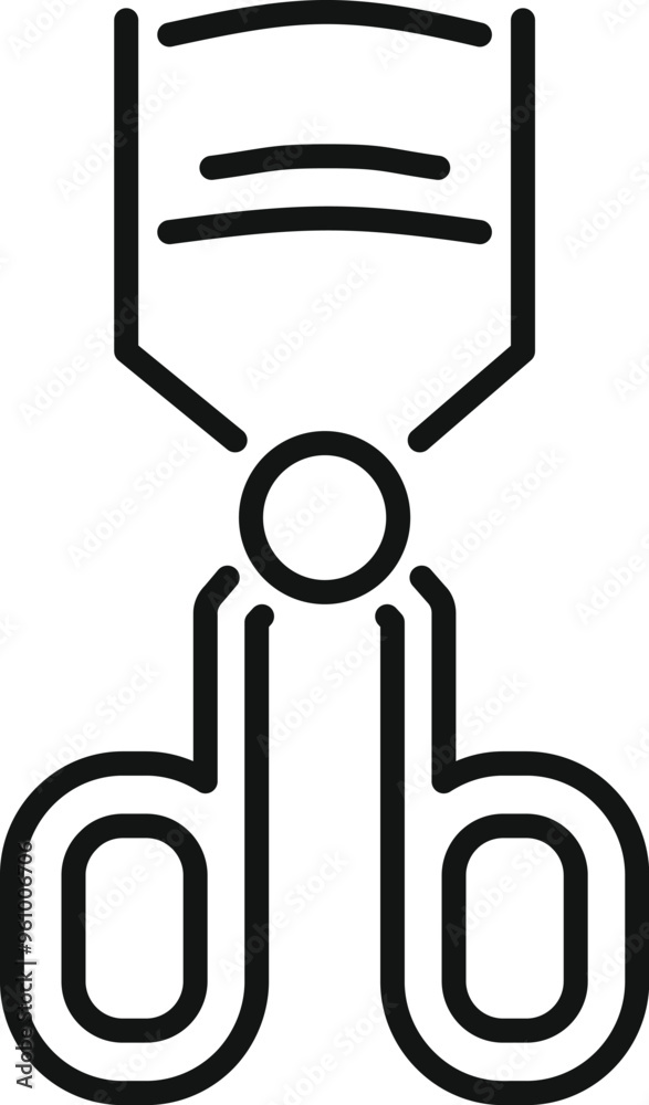 Eyelash curler applying pressure to eyelashes for makeup and beauty concept in simple line vector illustration Eyelash curler applying pressure to eyelashes for makeup and beauty concept in simple line vector illustration