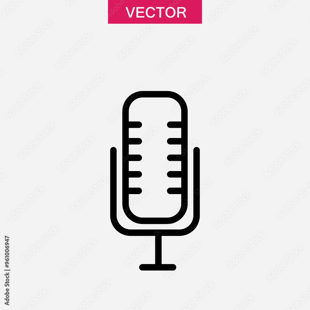 Microphone icon, vector flat black linear illustration for web and app..eps Microphone icon, vector flat black linear illustration for web and app..eps