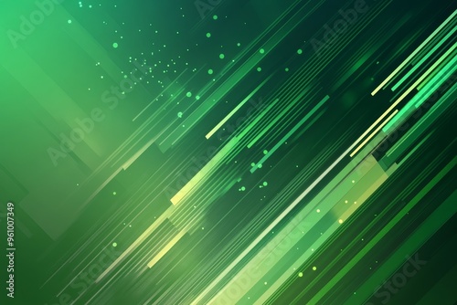 Abstract green diagonal lines and dots background.