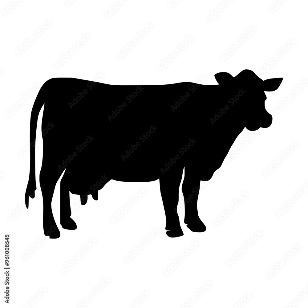 Black silhouette cow Hand drawn illustration Black silhouette cow Hand drawn illustration