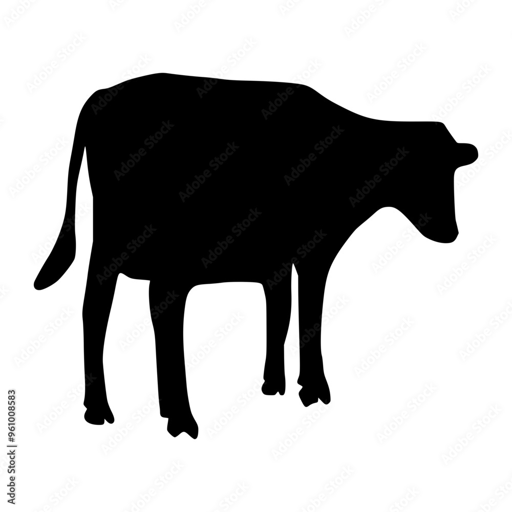 Black silhouette cow Hand drawn illustration Black silhouette cow Hand drawn illustration