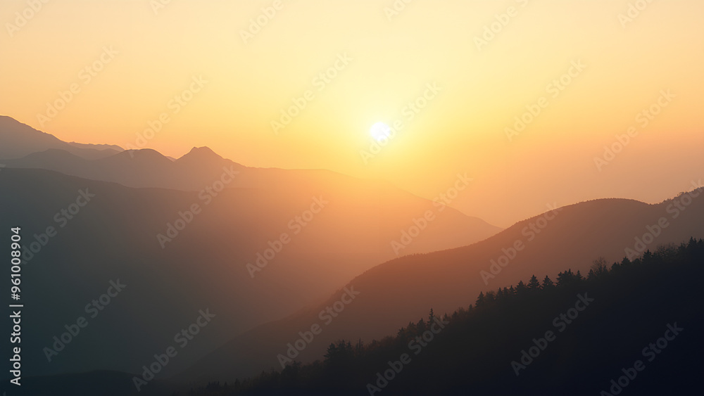 Mystical Morning in the Mountain Range Dawn Light Bathing the Serene Hills Golden Sunrise Over Misty Mountain Layers Mystical Morning in the Mountain Range Dawn Light Bathing the Serene Hills Golden Sunrise Over Misty Mountain Layers