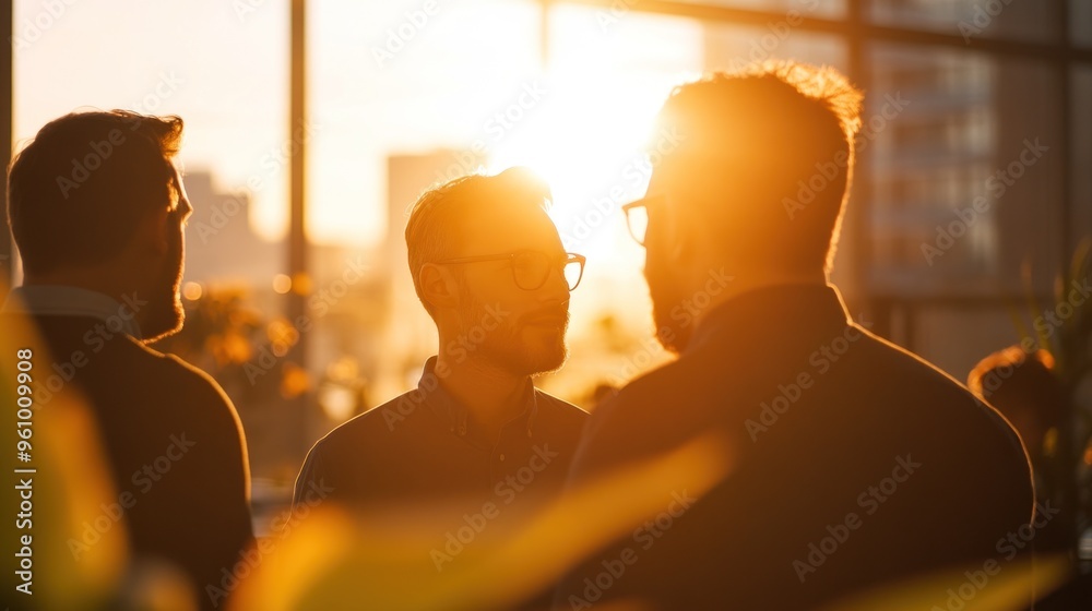 Three Silhouettes Talking During a Golden Hour Three Silhouettes Talking During a Golden Hour