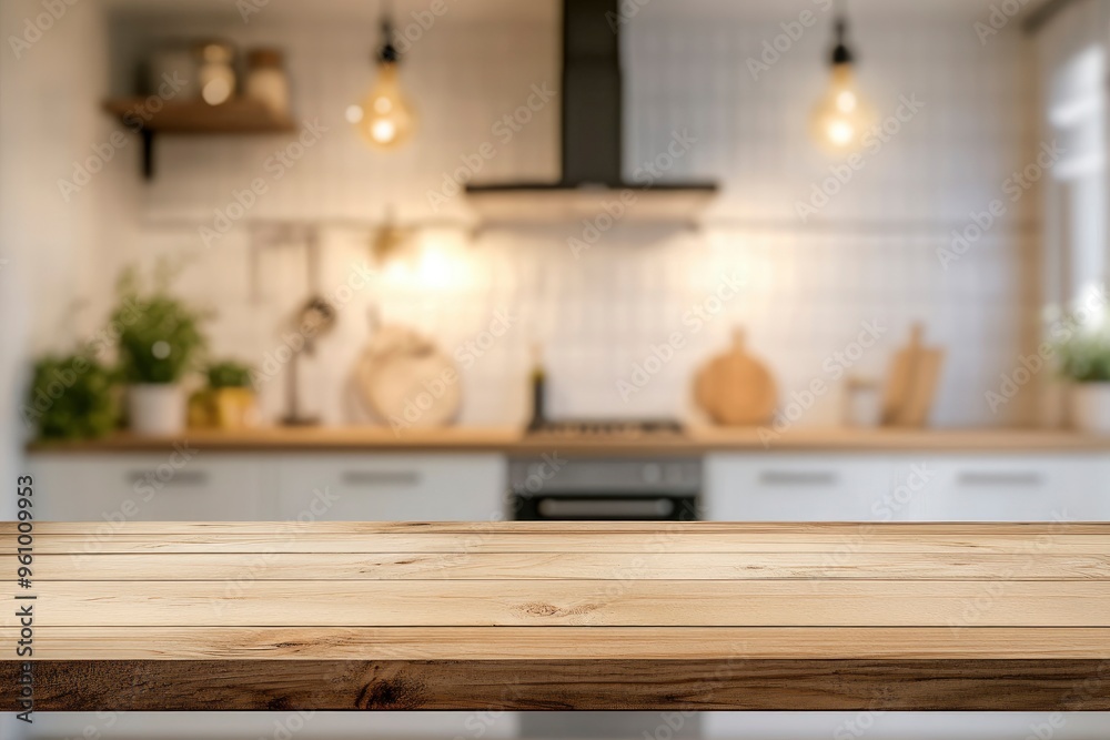 kitchen table background, wood counter top on blur of white clean abstract home interior with bokeh. used for display or montage your wooden for dining background, ai kitchen table background, wood counter top on blur of white clean abstract home interior with bokeh. used for display or montage your wooden for dining background, ai